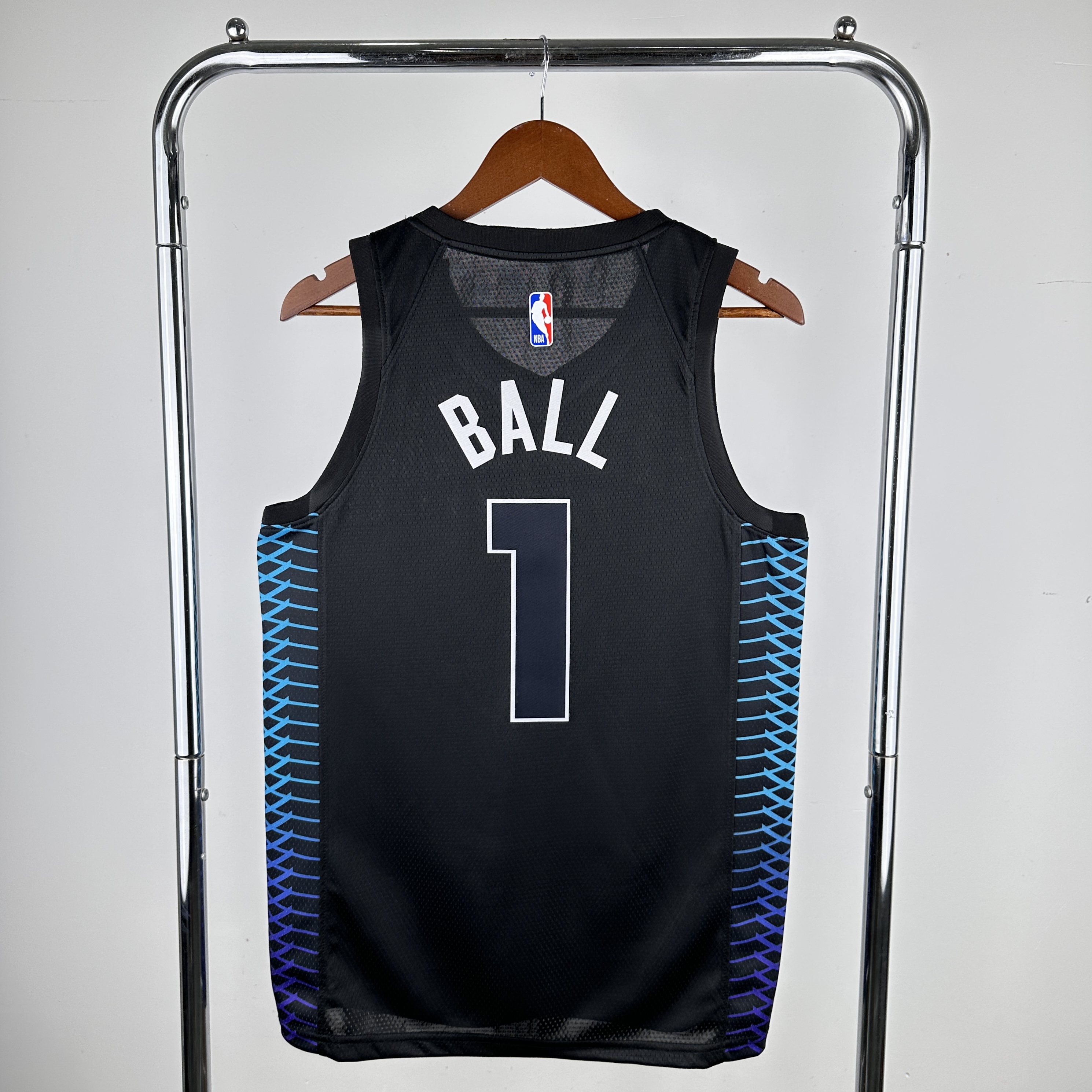 Men Charlotte Hornets #1 Ball Black City Edition 2024 NBA Jersey